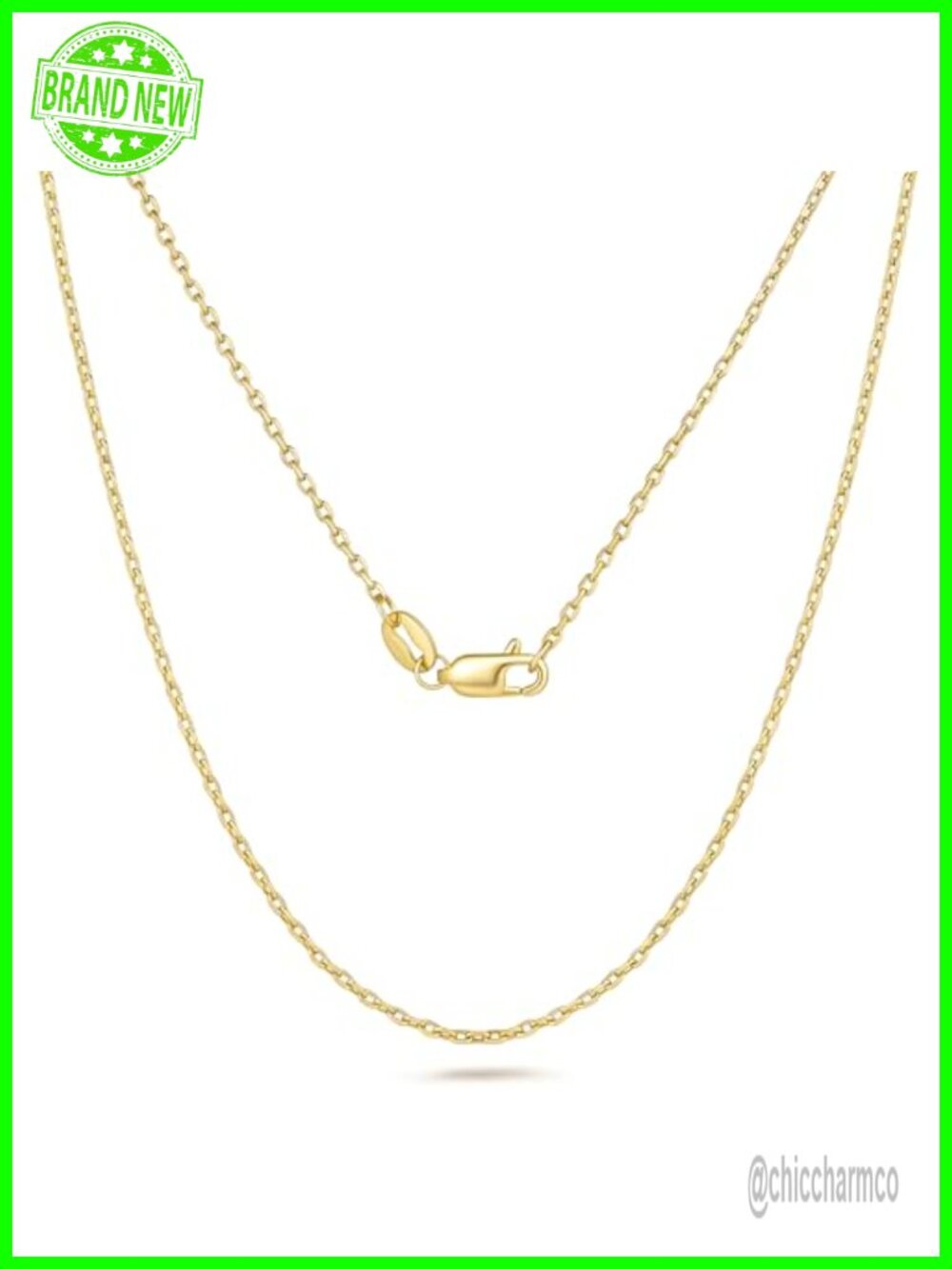 WONRUN 14K Gold Cable Chain Necklace 1.3mm Lobster Clasp 20in Layering